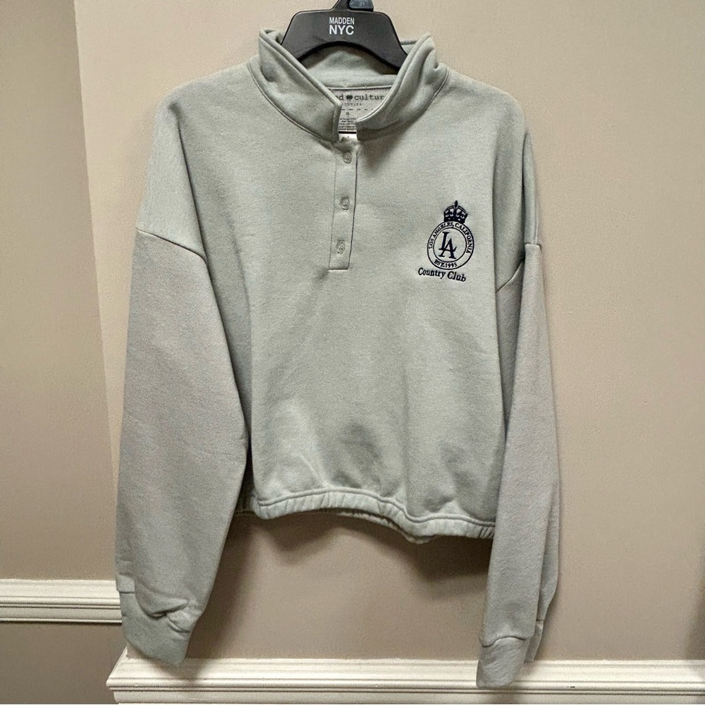 Inspired Culture Sz XL Gray Sweatshirt W/ Embroidered Logo NWT